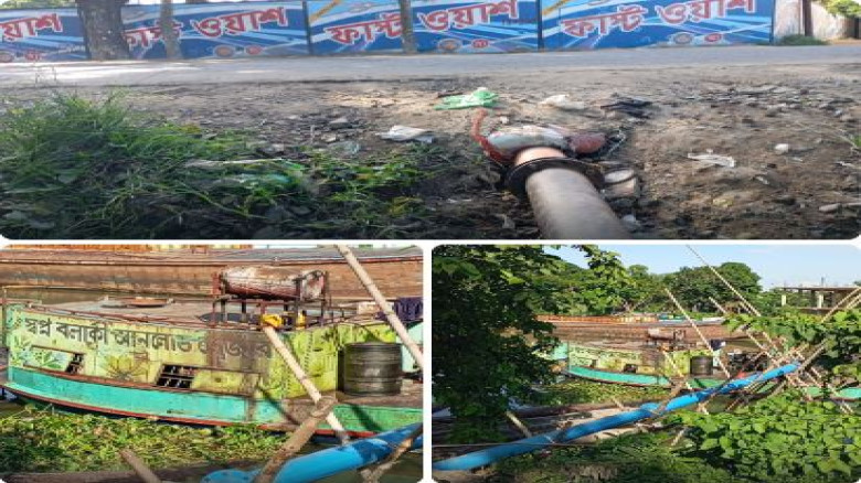 সোনারগাঁয়ে এক কিলোমিটারে তিনটি অবৈধ ড্রেজার পাইপলা...