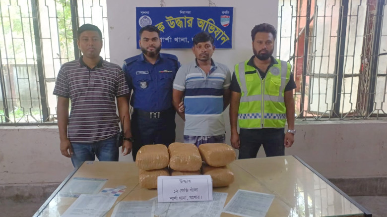 শার্শায় ১২ কেজি মাদকদ্রব্য গাঁজাসহ এক কারবারি গ্রে...