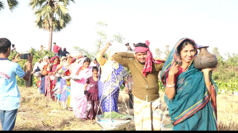 নওগাঁর পত্নীতলায় নবান্ন উৎসবে ধান কাটার প্রতিযোগিত...