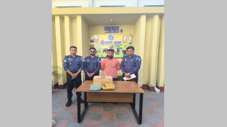 শ্রীমঙ্গলে ১কেজি ৫০০ গ্রাম গাঁজাসহ কুখ্যাত মাদক কা...