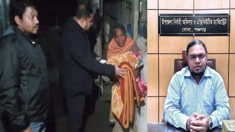 বোদায় শীতার্তদের মাঝে বস্ত্র ও খাদ্য বিতরণ করলেন ই...