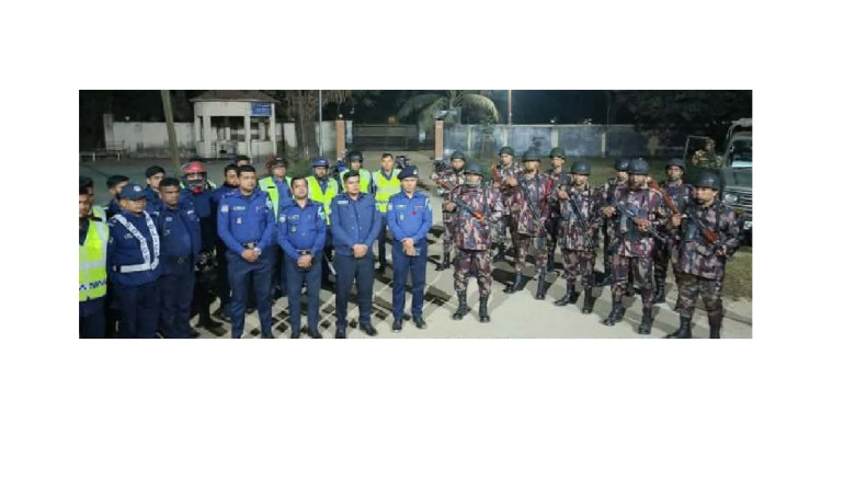 নির্বাচন সামনে রেখে চুনারুঘাটে যৌথ বাহিনীর মহড়া...