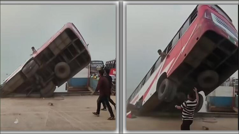 নদীর ৩০ ফুট গভীরে তলিয়ে গেছে বাসটি...
