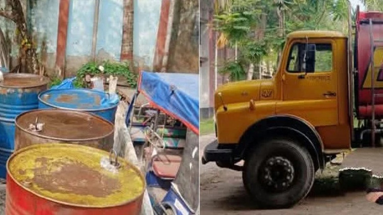 চুয়াডাঙ্গার আলমডাঙ্গায় লরিভর্তি তেল আটক...