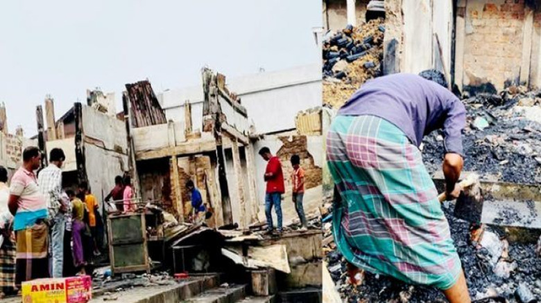 বানিয়াচং উপজেলার বিথঙ্গল আখড়া বাজারে ভয়াবহ অগ্নিকা...