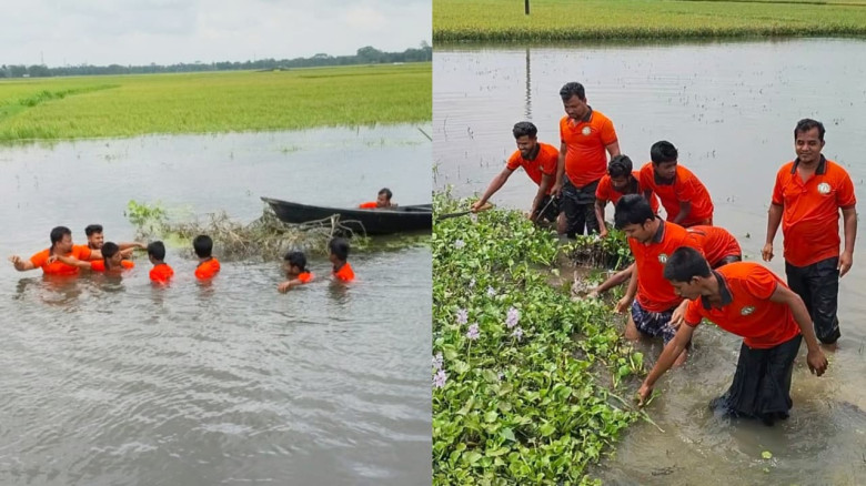 দ্রুত খাল পুনঃখননের দাবি, কৃষকের ফসল রক্ষায় মাঠে ব...