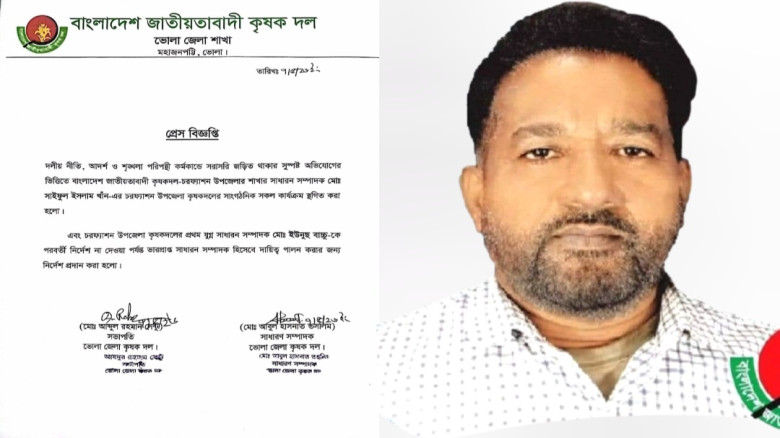 চরফ্যাশন উপজেলা কৃষকদলের সম্পাদক সাইফুল ইসলামকে অব...