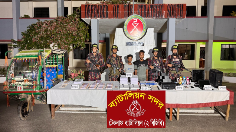 টেকনাফে জাল টাকার আস্তানায় বিজিবি’র অভিযানে জাল ট...