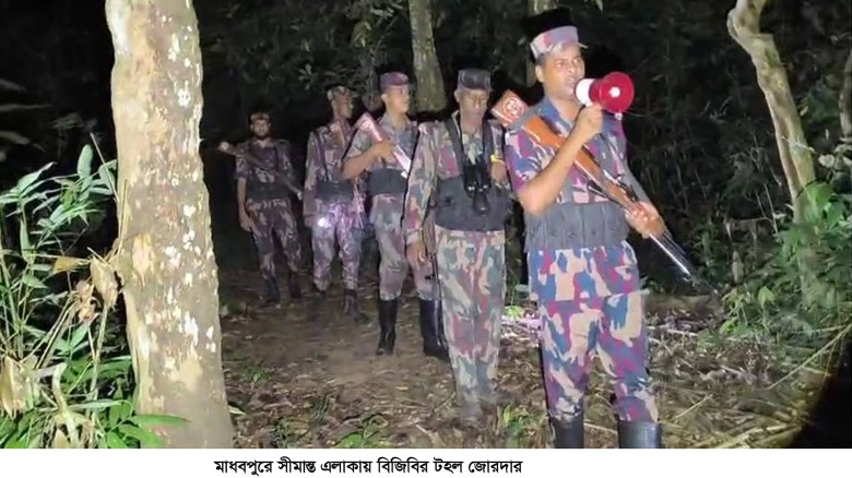 মাধবপুর সীমান্তে ভারতীয় পুশব্যাক ঠেকাতে বিজিবির টহ...