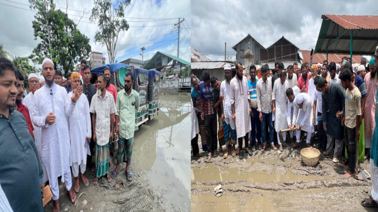 বাউফলে সড়ক সংস্কারের উদ্বোধন এবং নদী ভাঙন এলাকা পর...
