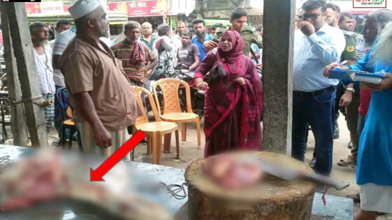 গরুর পঁচা মাংস বিক্রি করায় ভ্রাম্যমাণ আদালতে জরিমা...