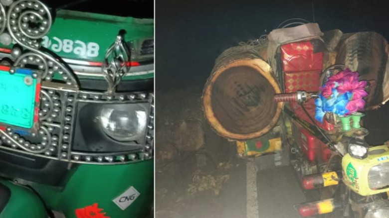 কাপ্তাই সড়কে কাঠবোঝাই নসিমনের ধাক্কায় সিএনজি যাত...